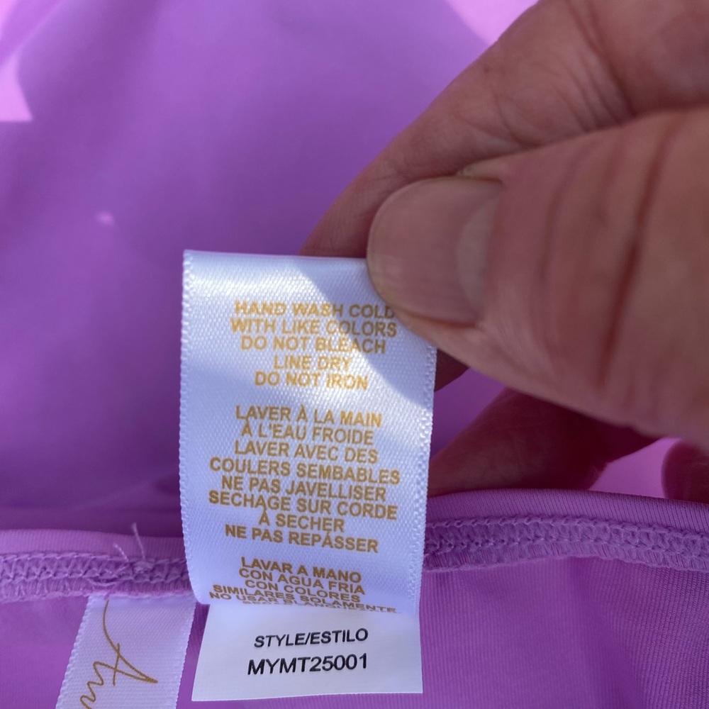 NWT Ann Cole - Lavender tankini with adjustable halter strap & ruching. size: L - Picture 11 of 12